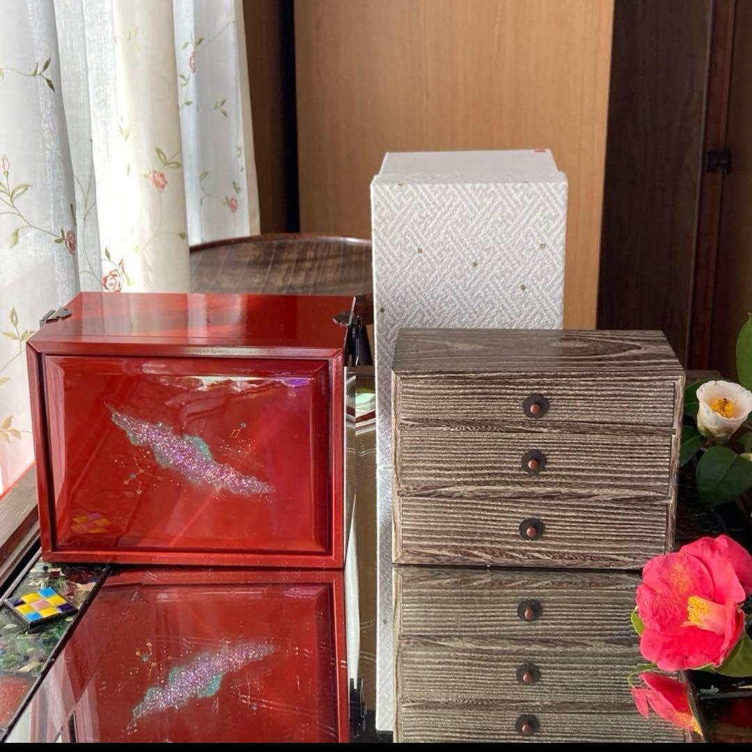 2172様感謝‼️JAPAN輪島螺鈿蒔絵「銀河-翠と紅」器局形宝石箱2点箱入