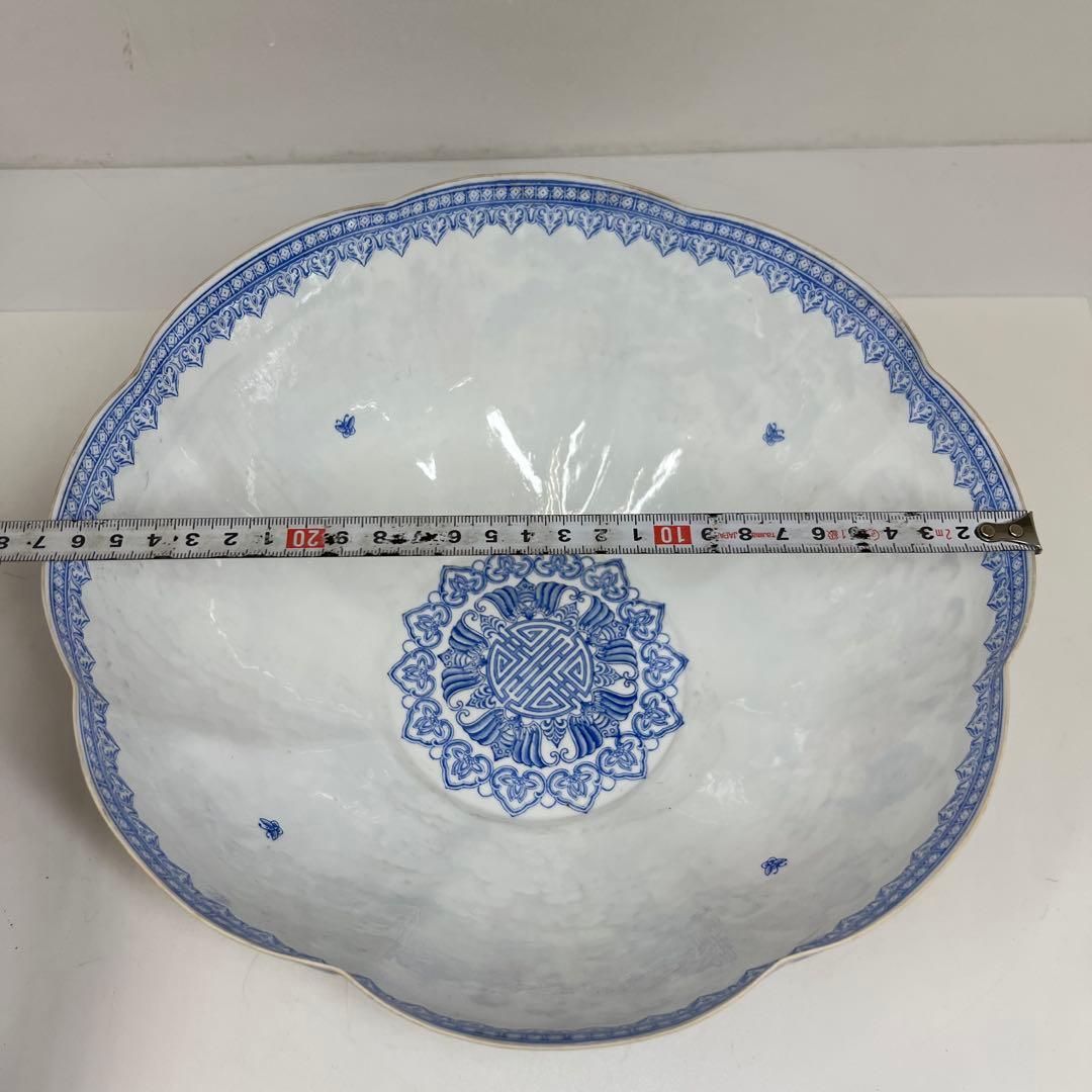 中国清時代　乾隆年製　白磁胎人物画　大鉢　27.2㎝　東さ7-0525④