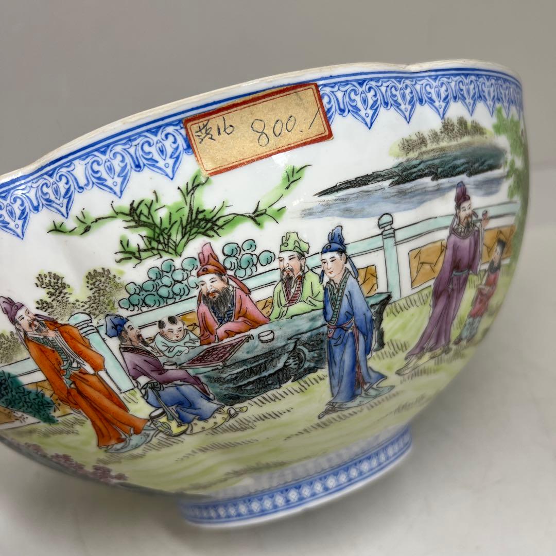 中国清時代　乾隆年製　白磁胎人物画　大鉢　27.2㎝　東さ7-0525④