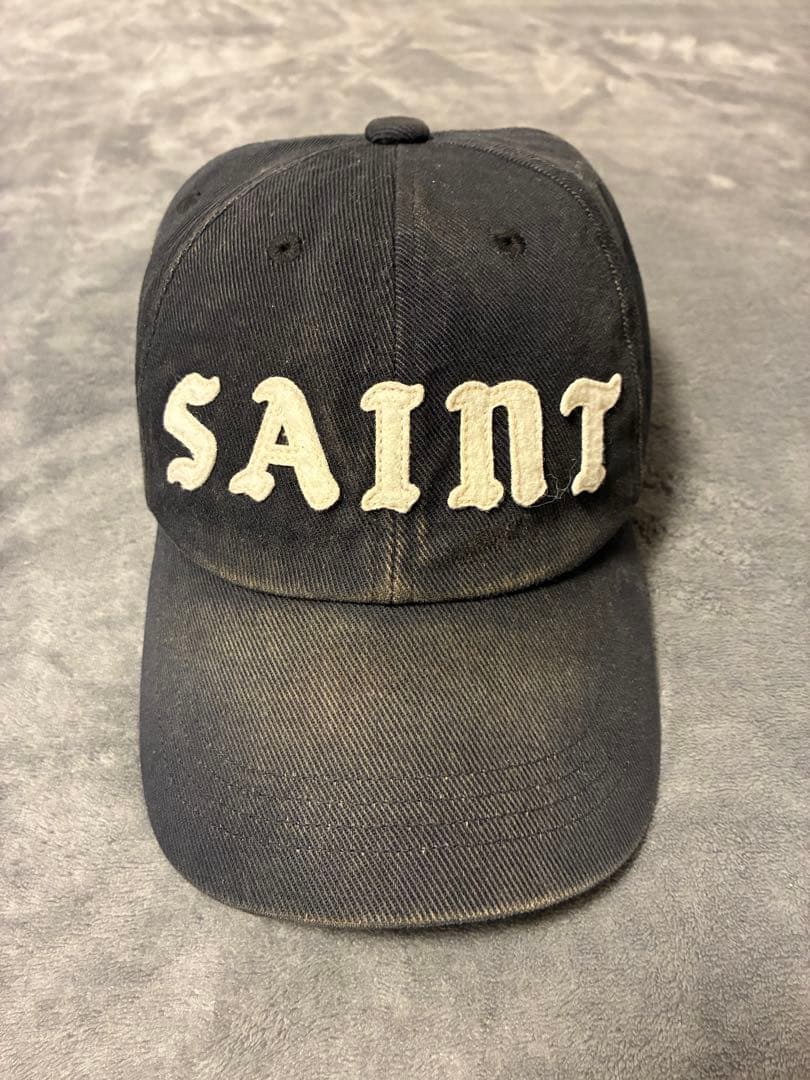 SAINT MICHAEL 6PANEL CAP LACERATING ブラック