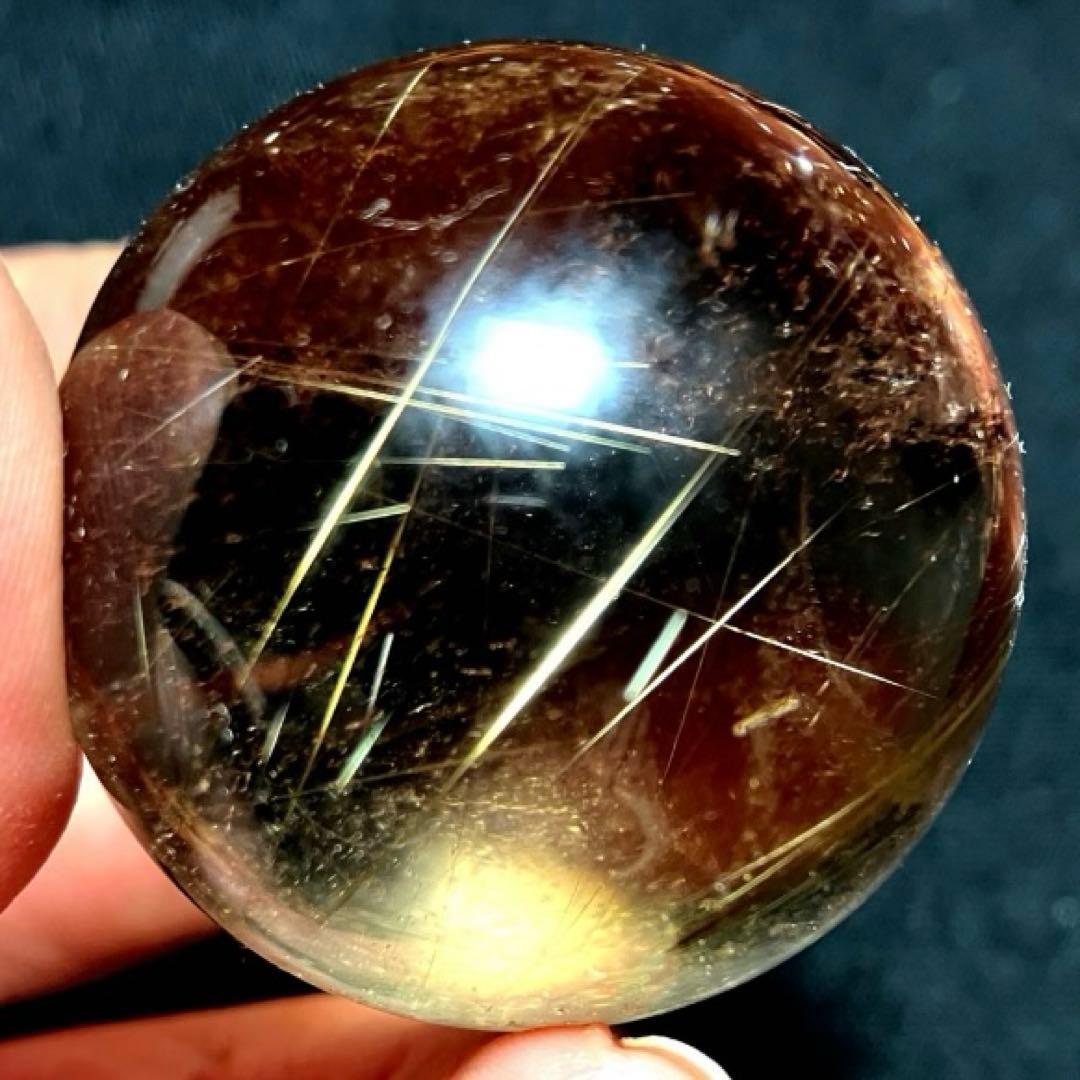 40mm ゴールドルチルクォーツ　丸玉　スフィア　金針水晶