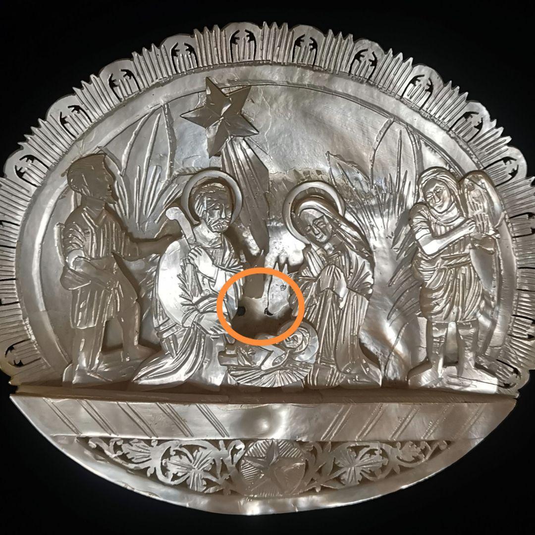 ヴィンテージベツレヘムパール　キリストの降誕スタンド付きレリーフ　クリスマス飾り