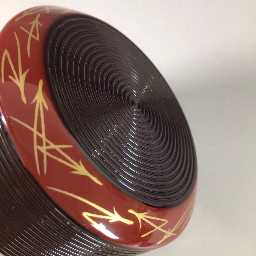 Ｒ８０５　棗　『中村湖彩作』『溜塗』『面朱松葉蒔絵』『中次棗』　共箱　茶道具