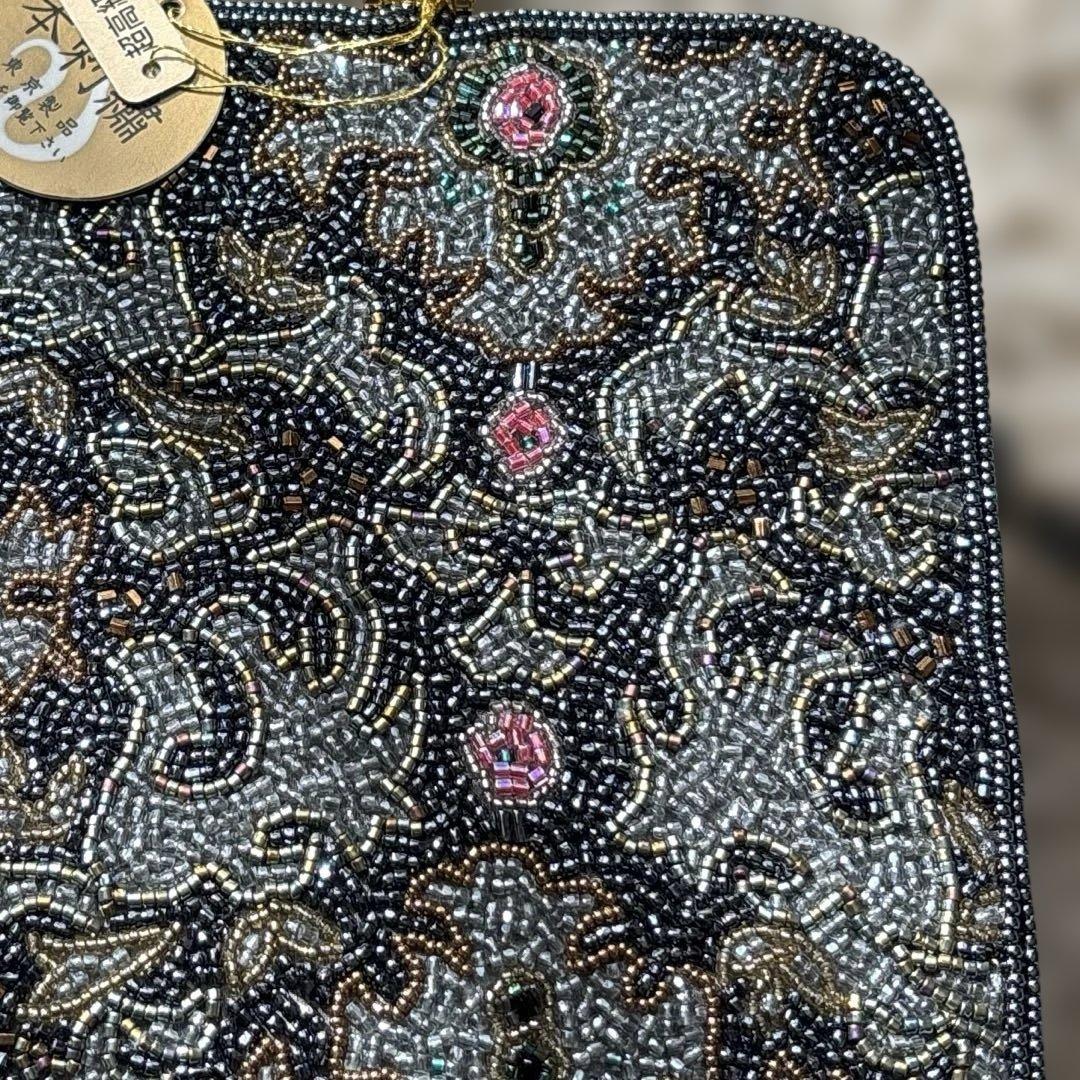 超高級ビーズ刺繍デザイン ハンドバッグ グレー