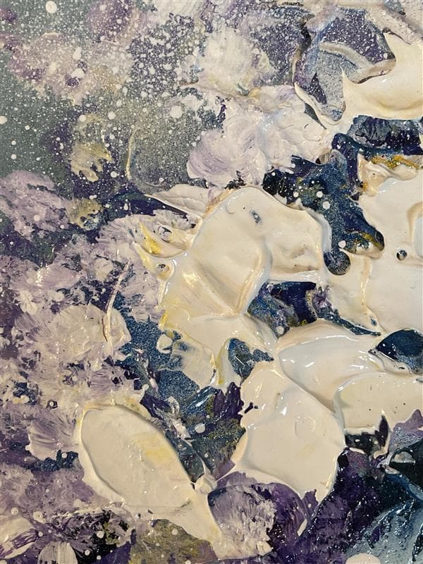 「真作」立川広己『パープルの花』静物画　油彩画　額装　サイン有り　F6号