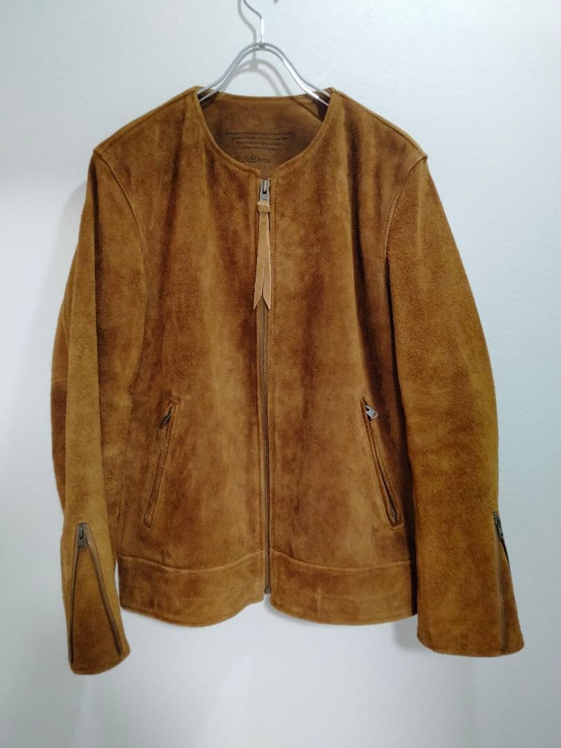 ジョンブル　スエード　ノーカラー　シングル　ジャケット　日本製
