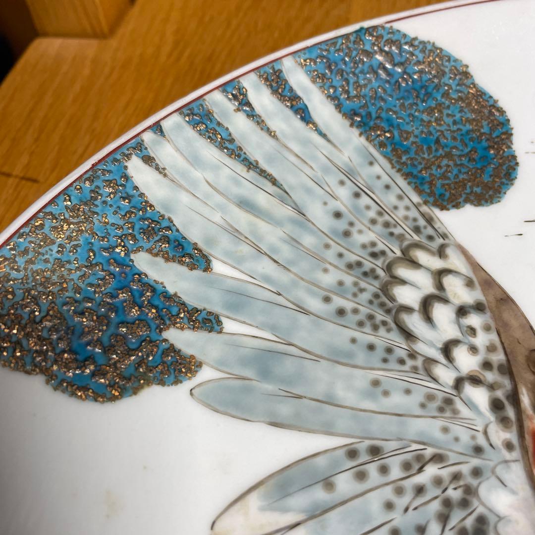 有田焼　初代　松本佩山　軍鶏の図皿　箱なし