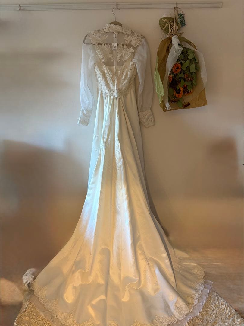 アイボリー レース装飾 ドレス　ヴィンテージドレス