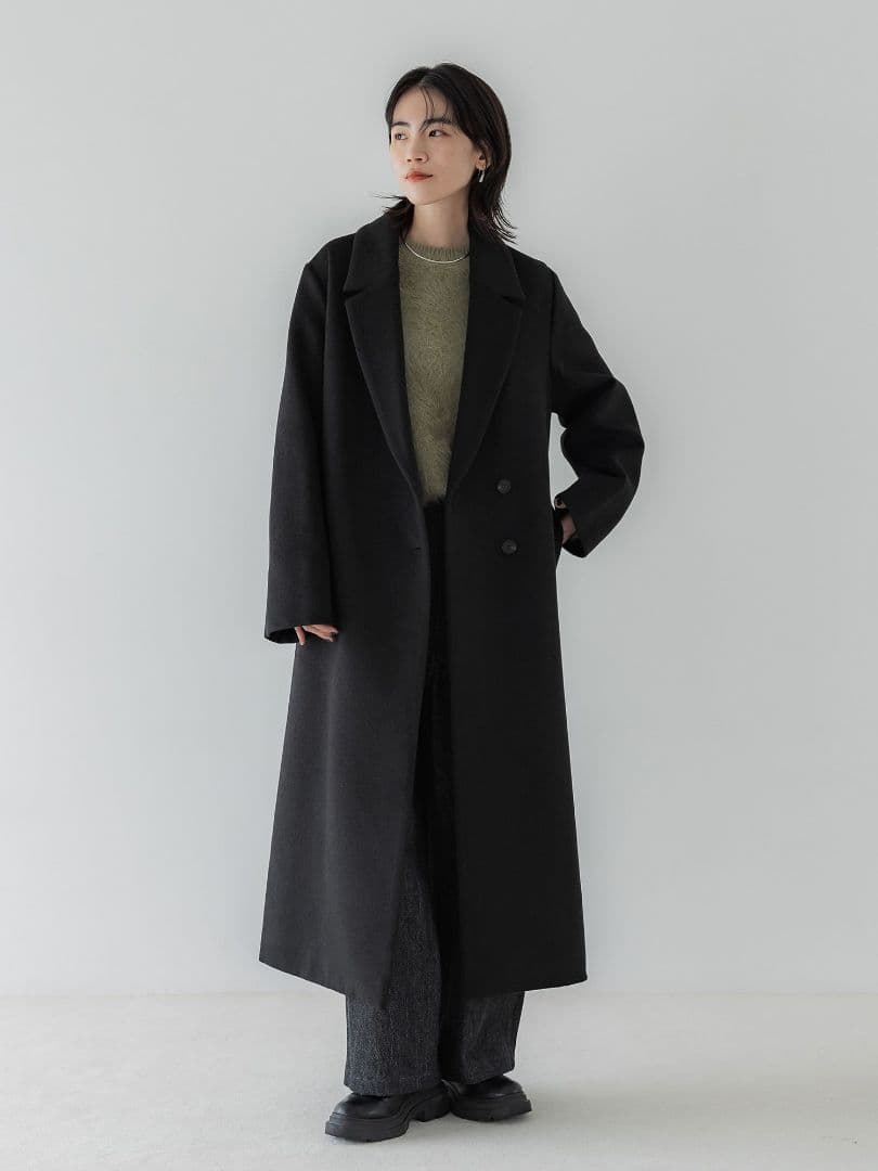 crewre アジャスタブルウールロングコート ink black サイズ3