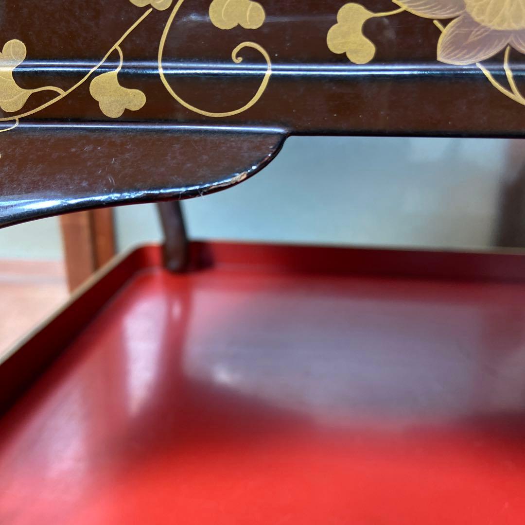 大名道具 金蒔絵花の図四ッ足盆三客 江戸時代