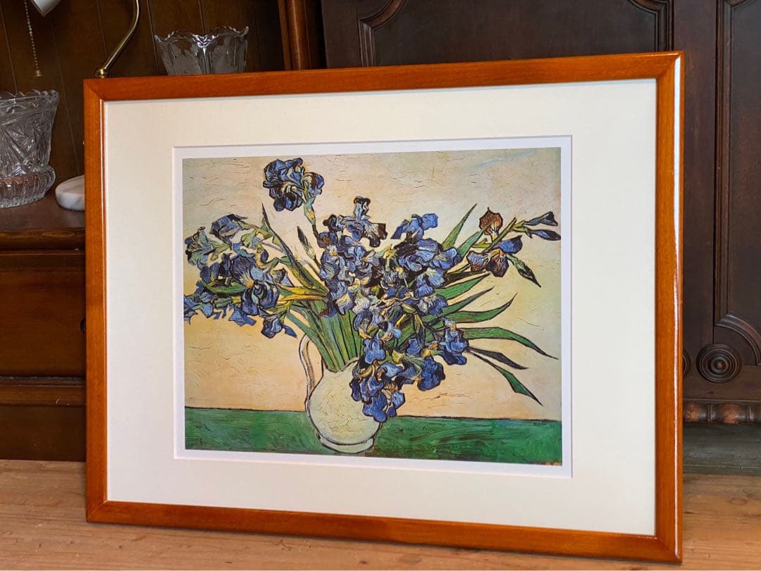 ゴッホ アイリス 花瓶　アイリスのある花瓶 インテリア 額縁