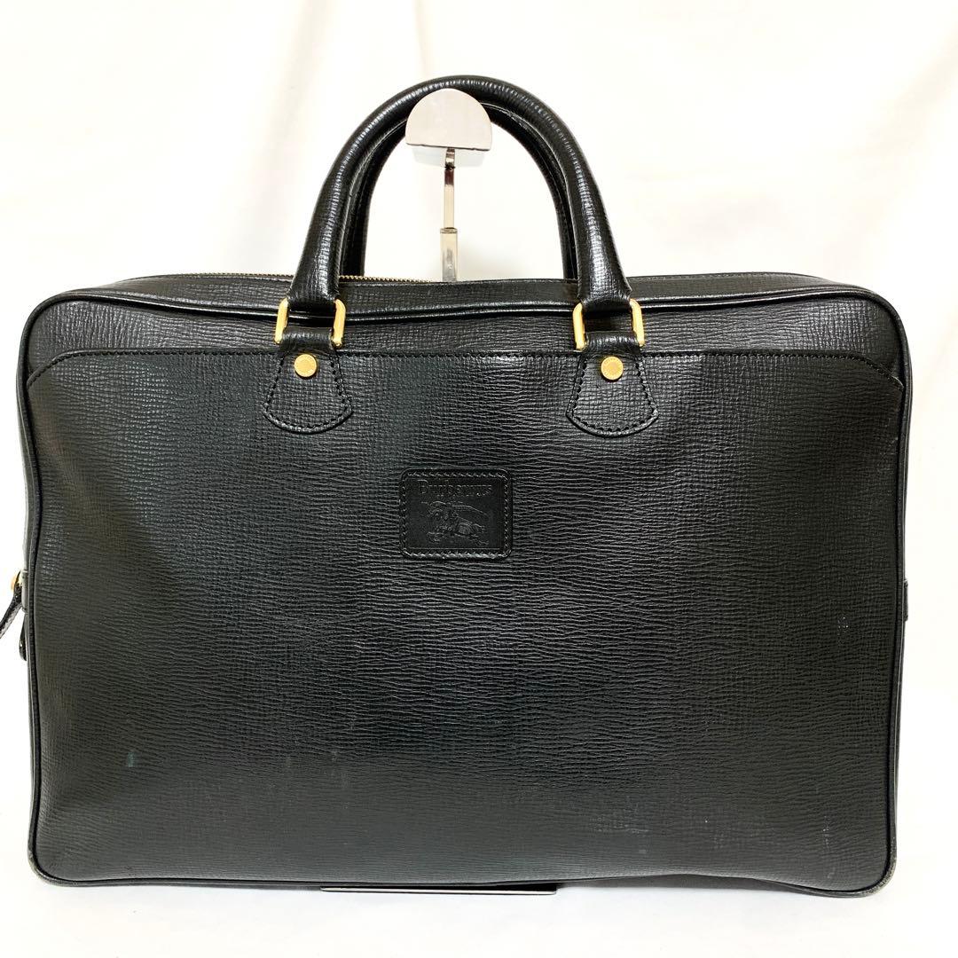 良品✨ バーバリー ヴィンテージチェック　ビジネスバッグ　シボ革　ブラック