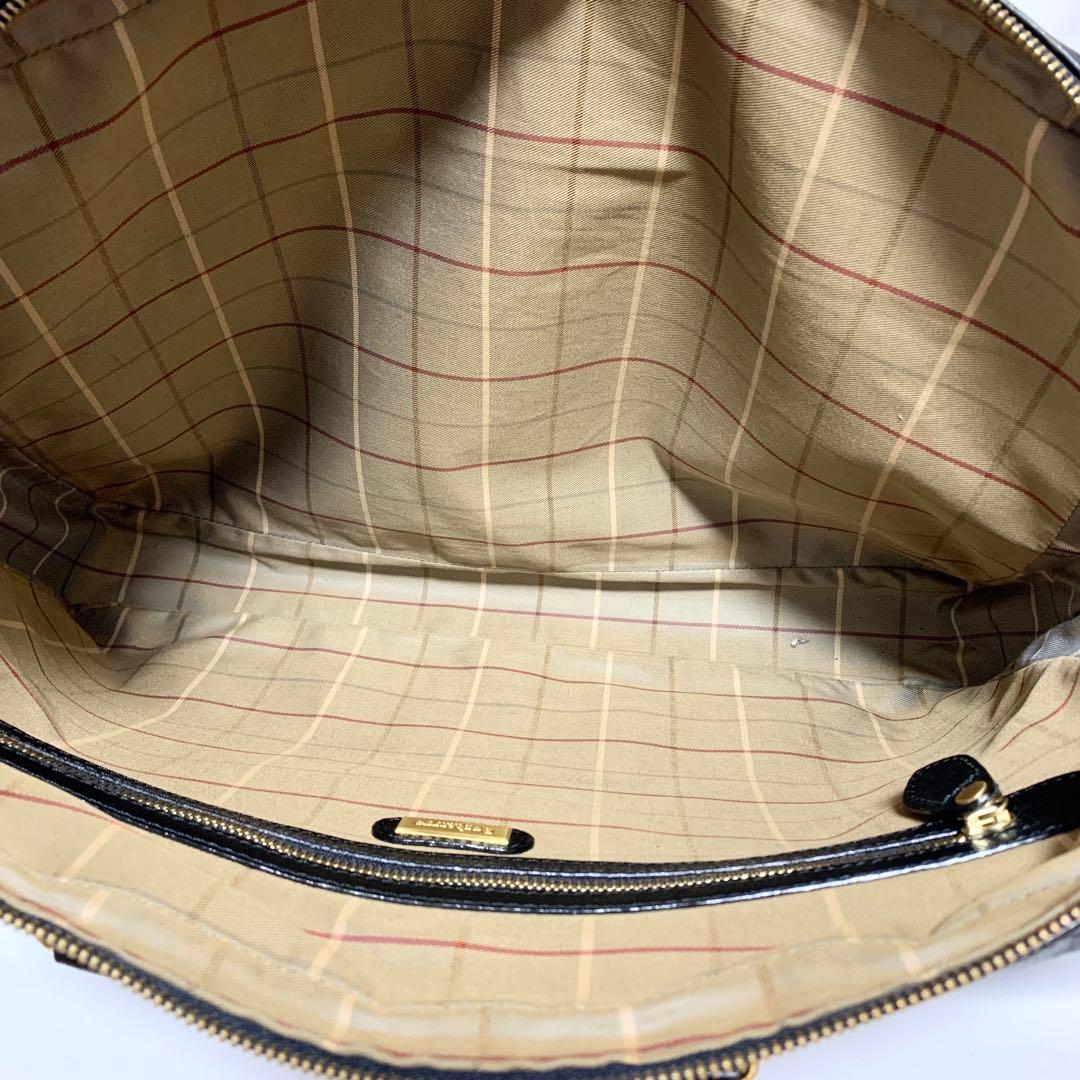 良品✨ バーバリー ヴィンテージチェック　ビジネスバッグ　シボ革　ブラック