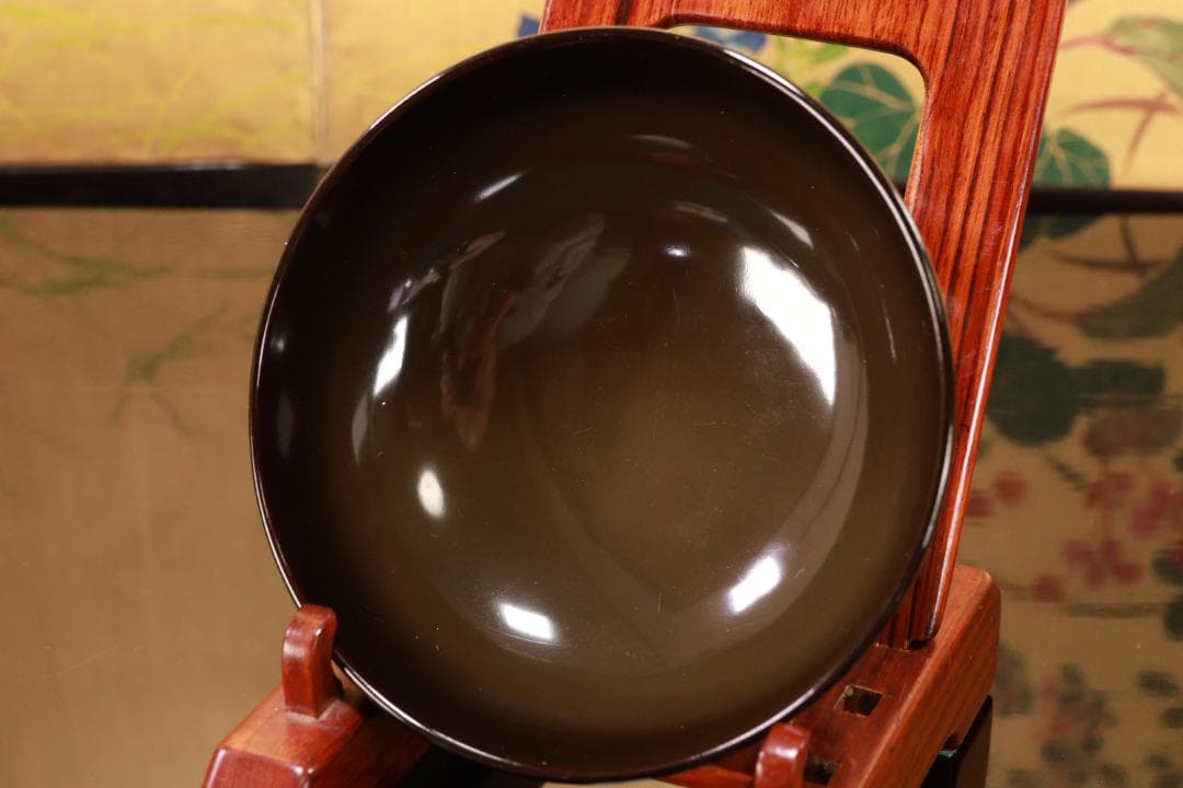 輪島塗　図替わり　草花蒔絵　吸物椀　五客　木製　BJ119