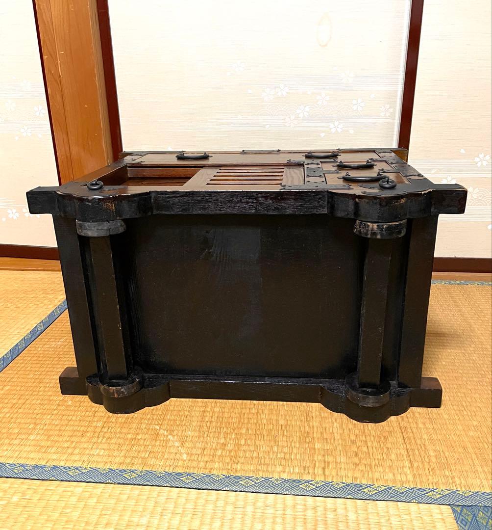 希少 アンティーク 車箪笥 棚 収納棚 和家具 キャビネット 古家具 大正 箪笥