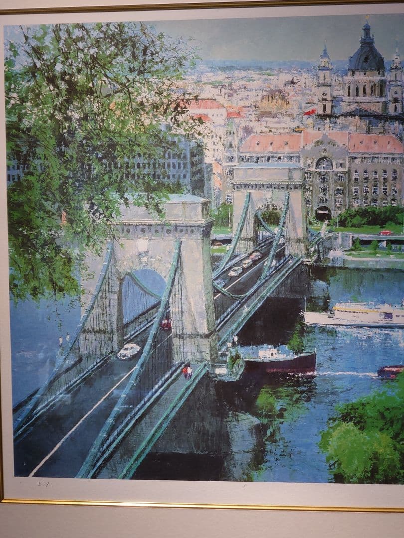 【特別価格、リトグラフ、真作】小田切訓『ドナウの橋』、サイン、エディション入り