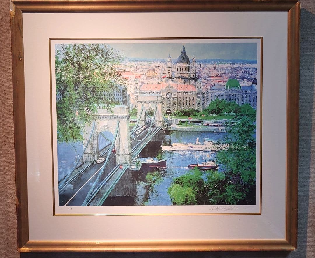 【特別価格、リトグラフ、真作】小田切訓『ドナウの橋』、サイン、エディション入り