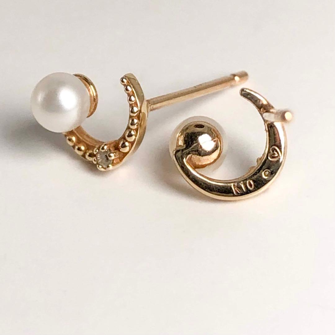 K10 YG イエロー ゴールド パール ダイヤ ピアス 10金 (32)