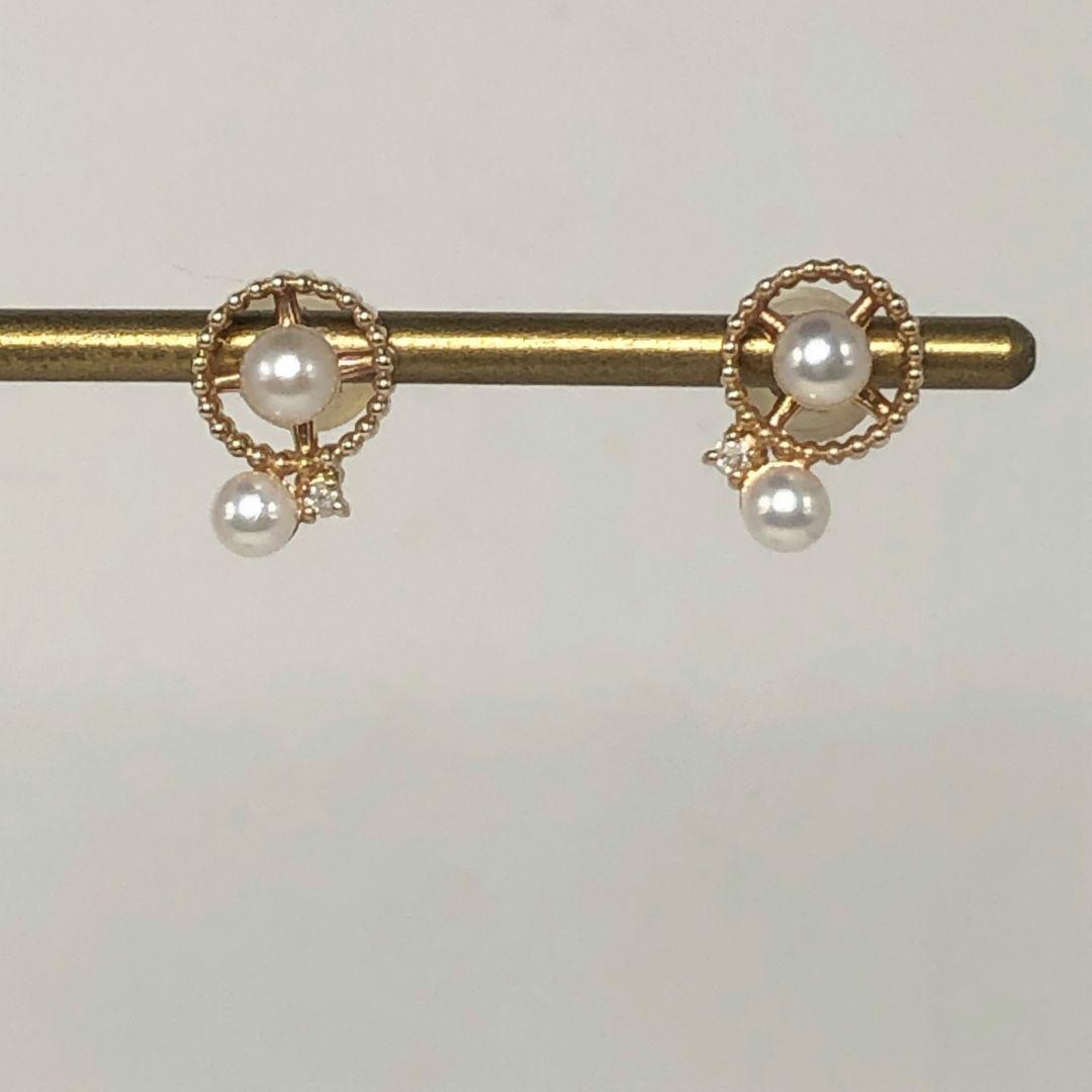 K10 YG イエロー ゴールド パール ダイヤ ピアス 10金 (32)