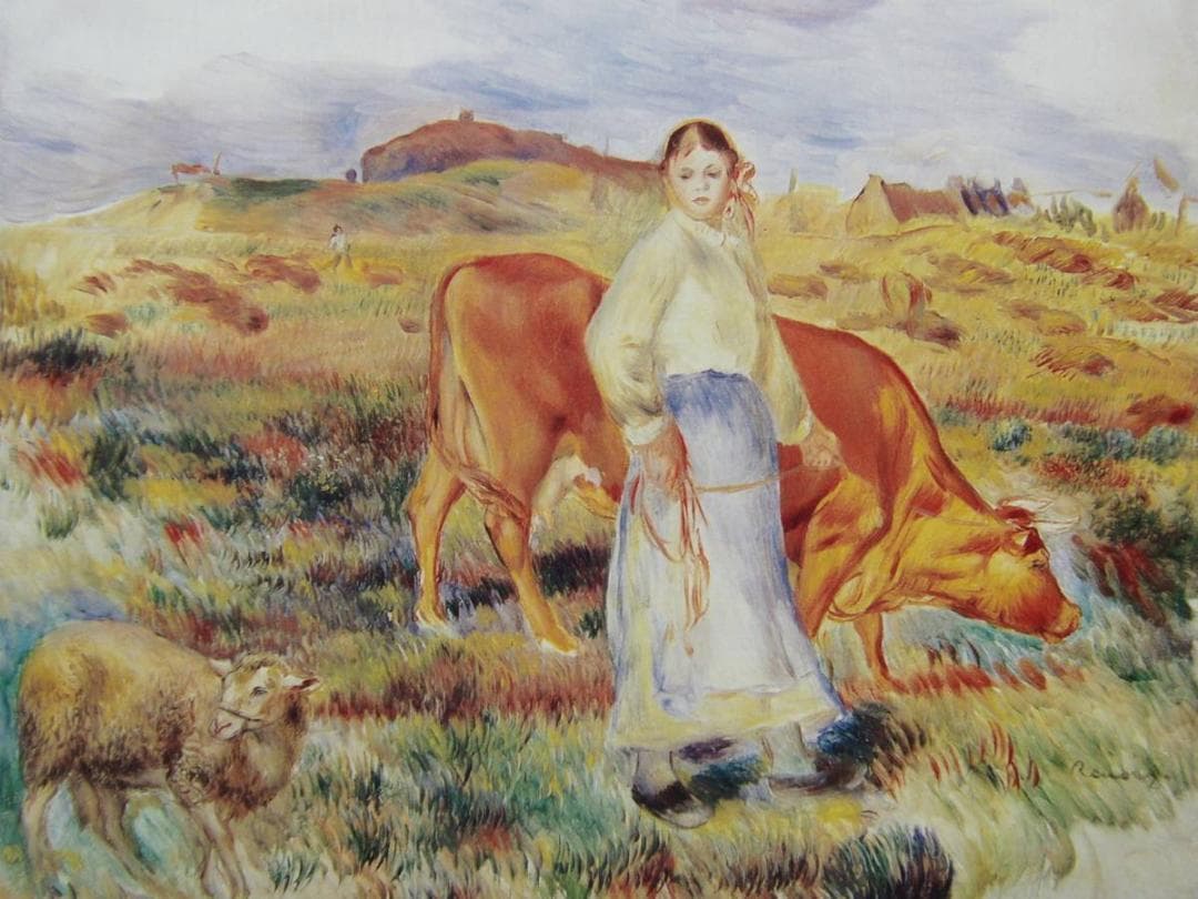 オーギュスト・ルノワール、畑からの帰り道、希少な画集より