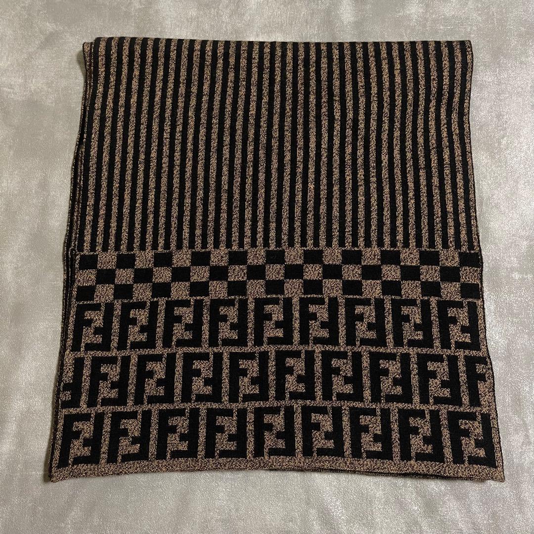 シボ FENDI フェンディ ズッカ柄 FF マフラー ウール イタリア