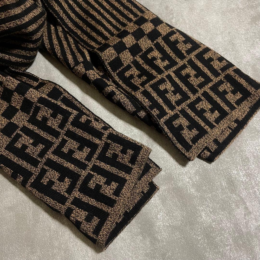 シボ FENDI フェンディ ズッカ柄 FF マフラー ウール イタリア
