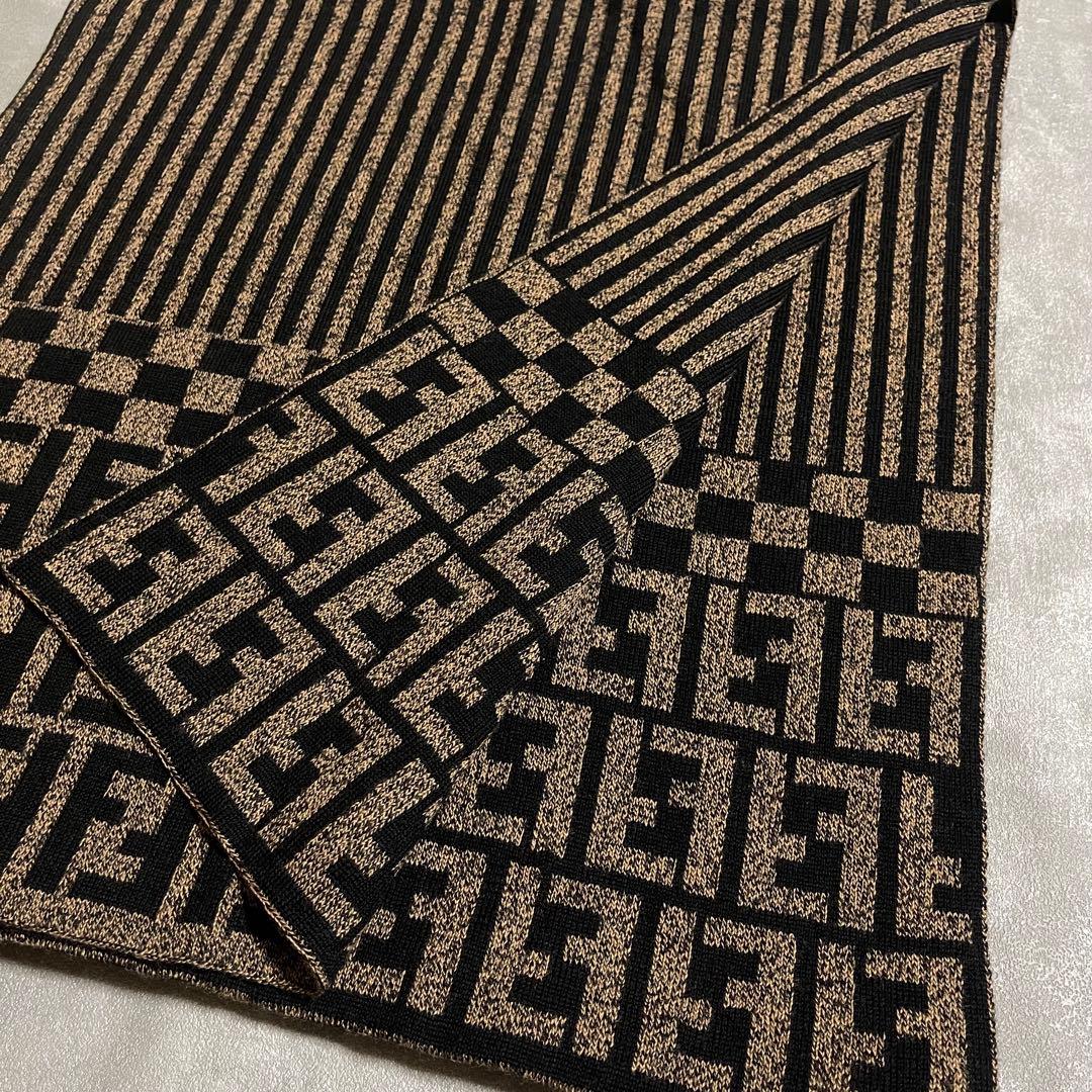シボ FENDI フェンディ ズッカ柄 FF マフラー ウール イタリア