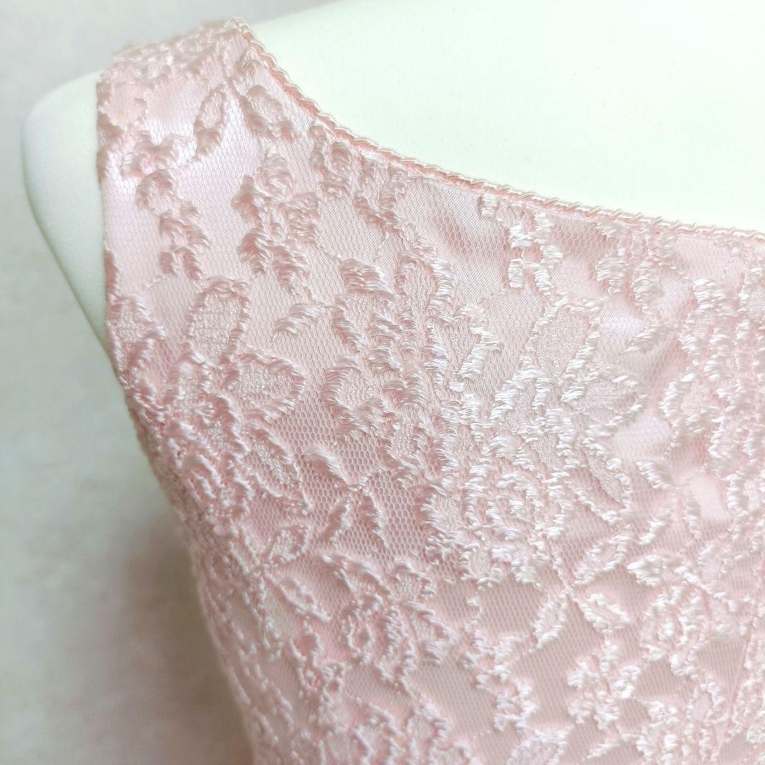 【美品】ジュネビビアン 総レース刺繍 ロングドレス イブニングドレス ピンク M