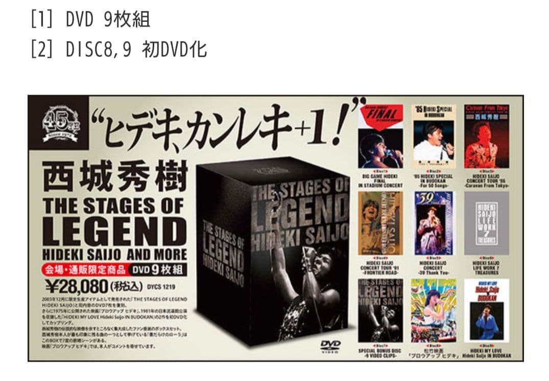 西城秀樹/THE STAGE OF LEGEND～栄光の軌跡～DVD-BOX