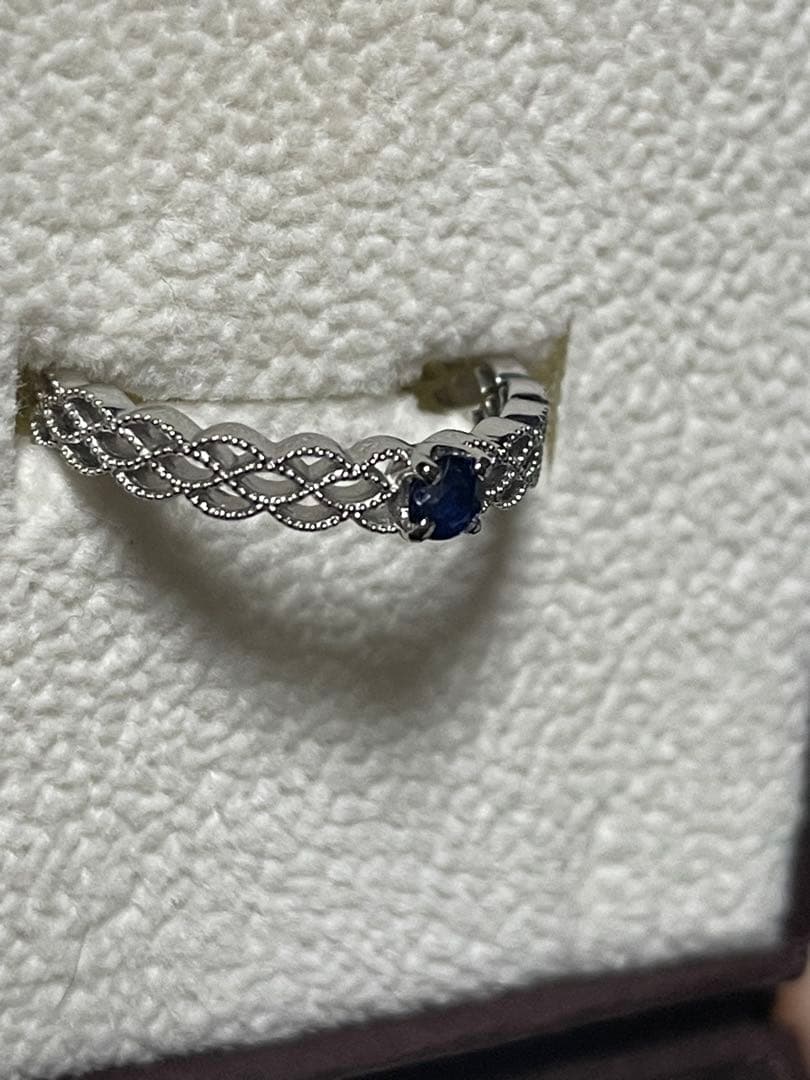 PT900 サファイア レースデザインリング