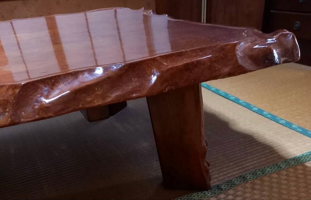 一枚板座卓　レトロ　昭和家具