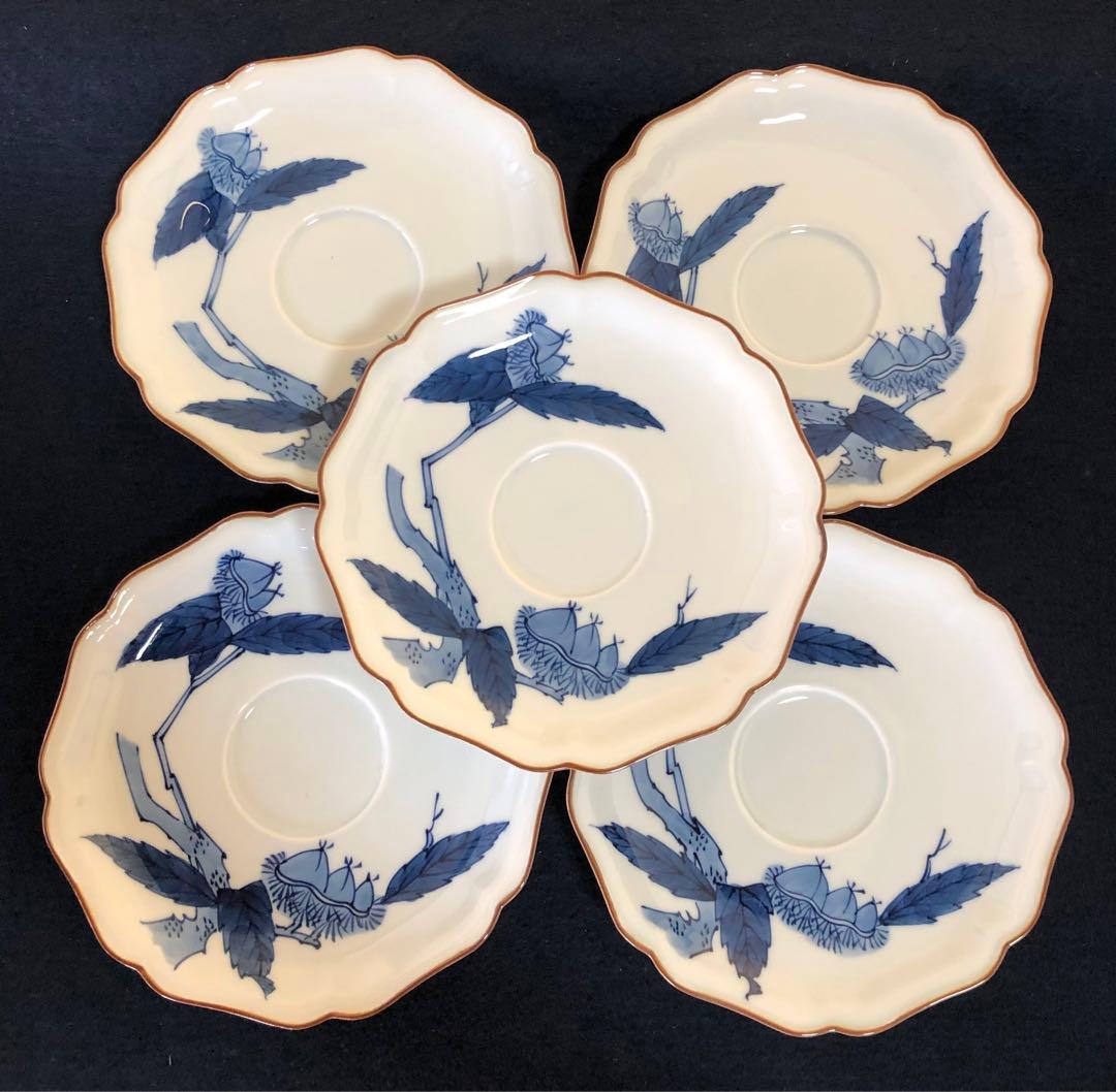 ❗️割引《R》有田焼 染付 栗絵 碗皿5客組 源右衛門作 共箱　250901G5