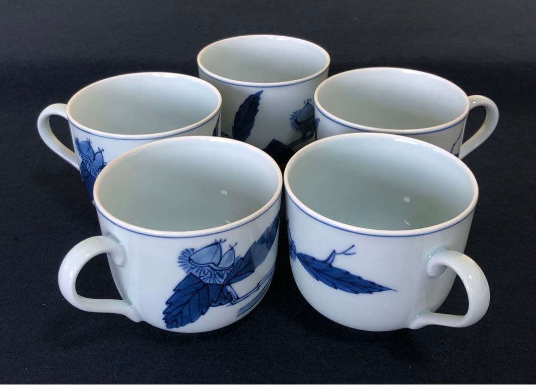 ❗️割引《R》有田焼 染付 栗絵 碗皿5客組 源右衛門作 共箱　250901G5