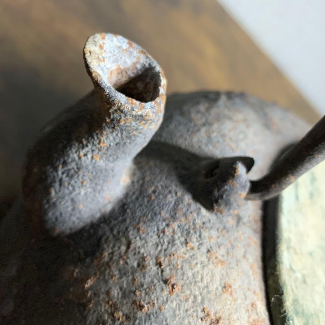 K777⭐︎かなり古い 南部鉄器 梅に鳥 花鳥象嵌 鉄瓶 在銘 江戸期