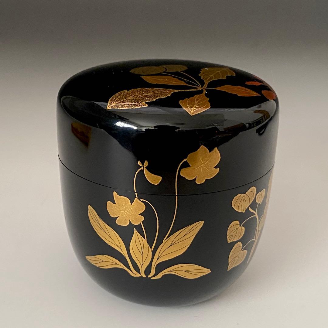 ◆茶平一斎 棗 春の草花 輪島塗 塗師 中棗 茶道具