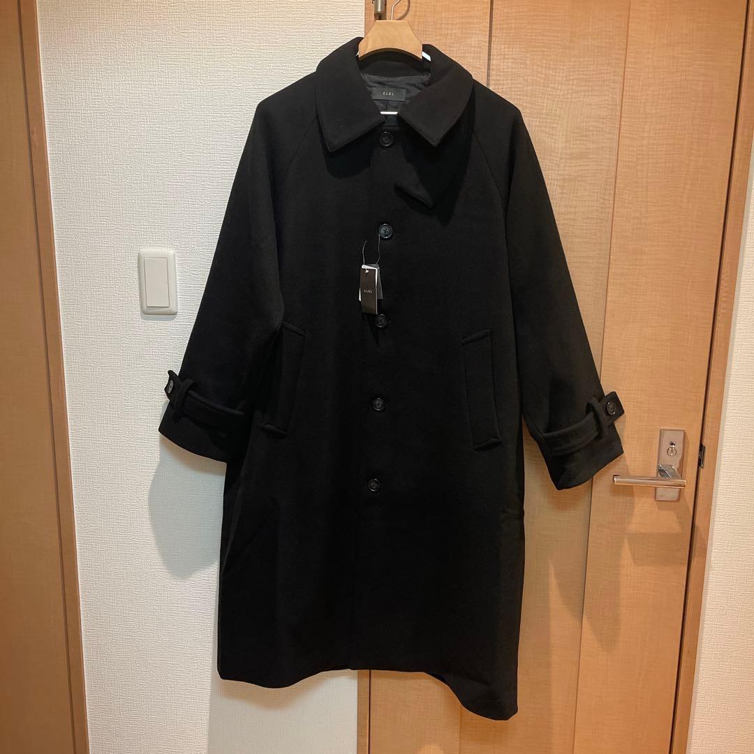 【完売品】CLEL ウールブレンドテックメルトンステンカラーコート XSブラック