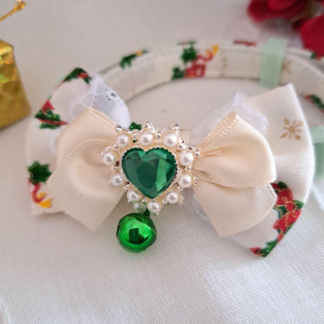 クリスマス(白クリスマスリース)わんちゃん猫ちゃん用首輪