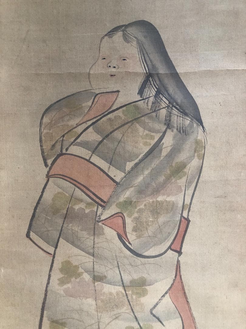 江戸時代 掛軸（山口素絢）御多福図（骨董/古美術）