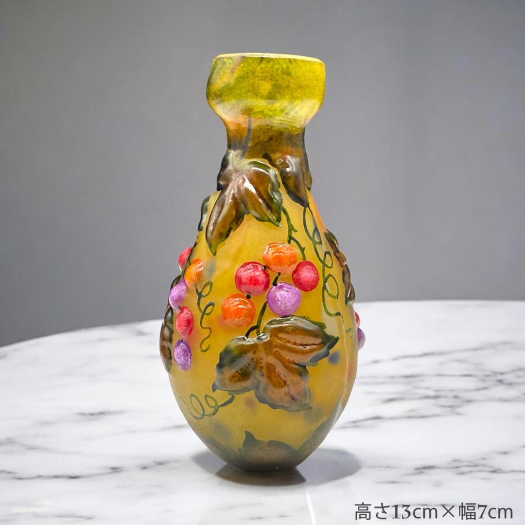 【証明書付】　ドームナンシー 花瓶 エナメル彩 アンティーク　スフレ技法