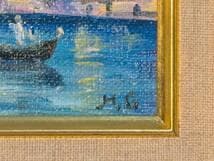 【真作】絵画　油彩　ヴェネツィアの運河風景　ゴンドラのある街並み　Y159