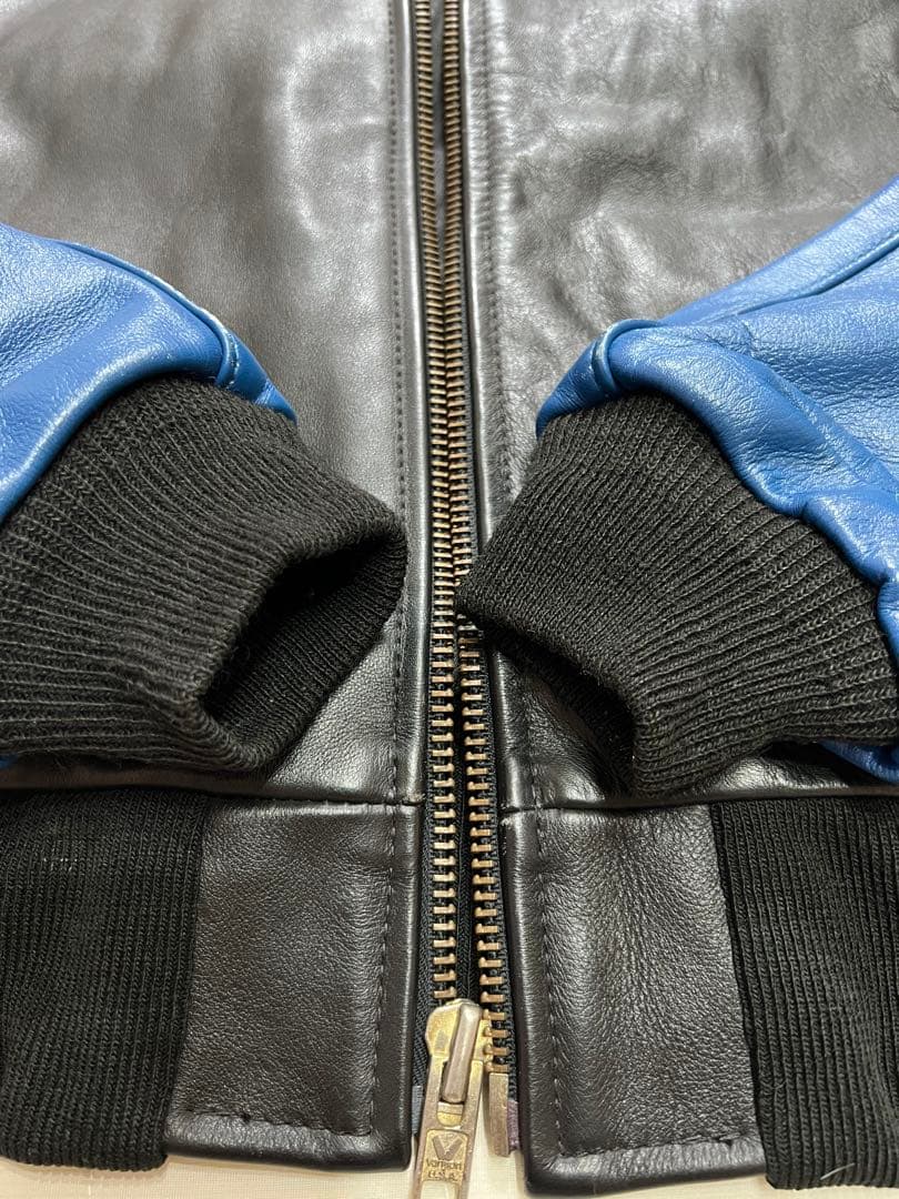 VANSON レザージャケット TJV バンソン青　黒 サイズ36 Sサイズ相当