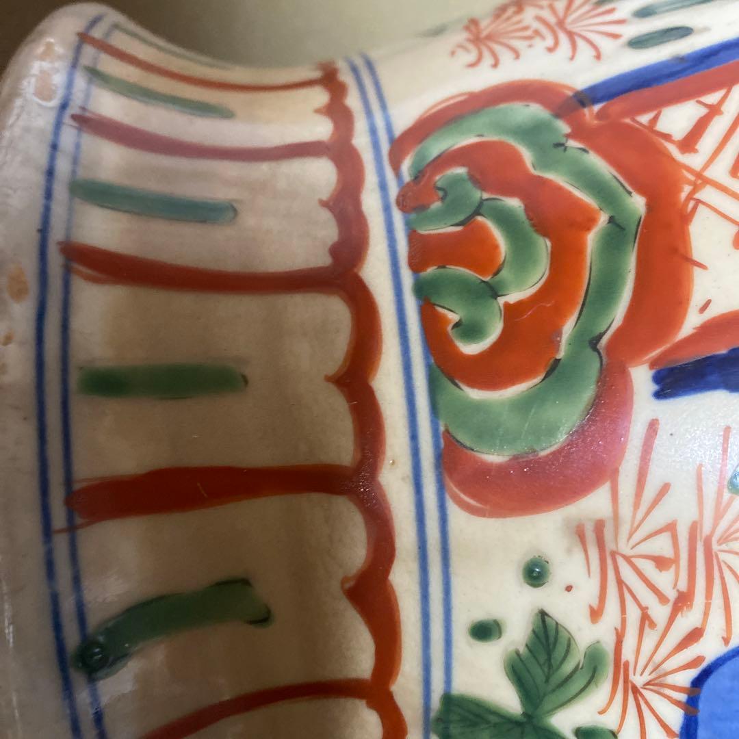 中国赤絵四耳壺30cm17cm