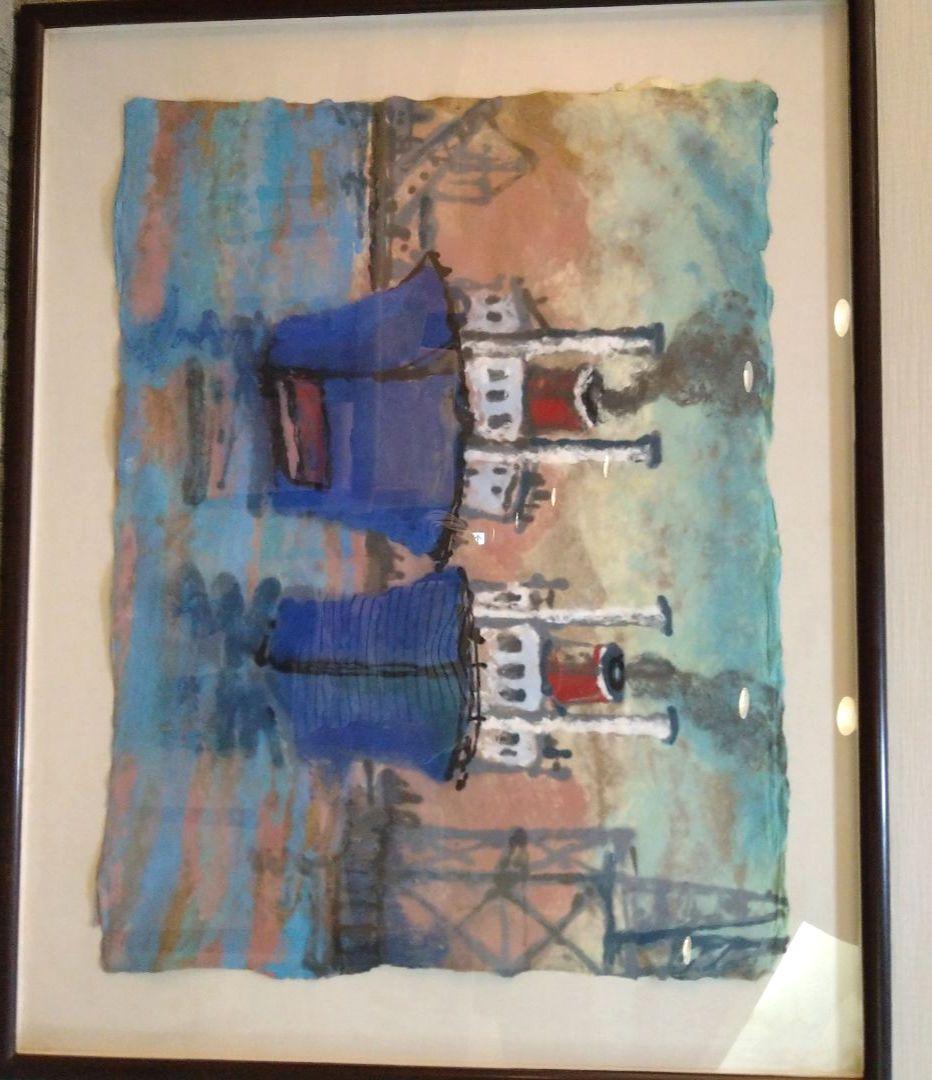 印象派風 水彩画 船の港の風景