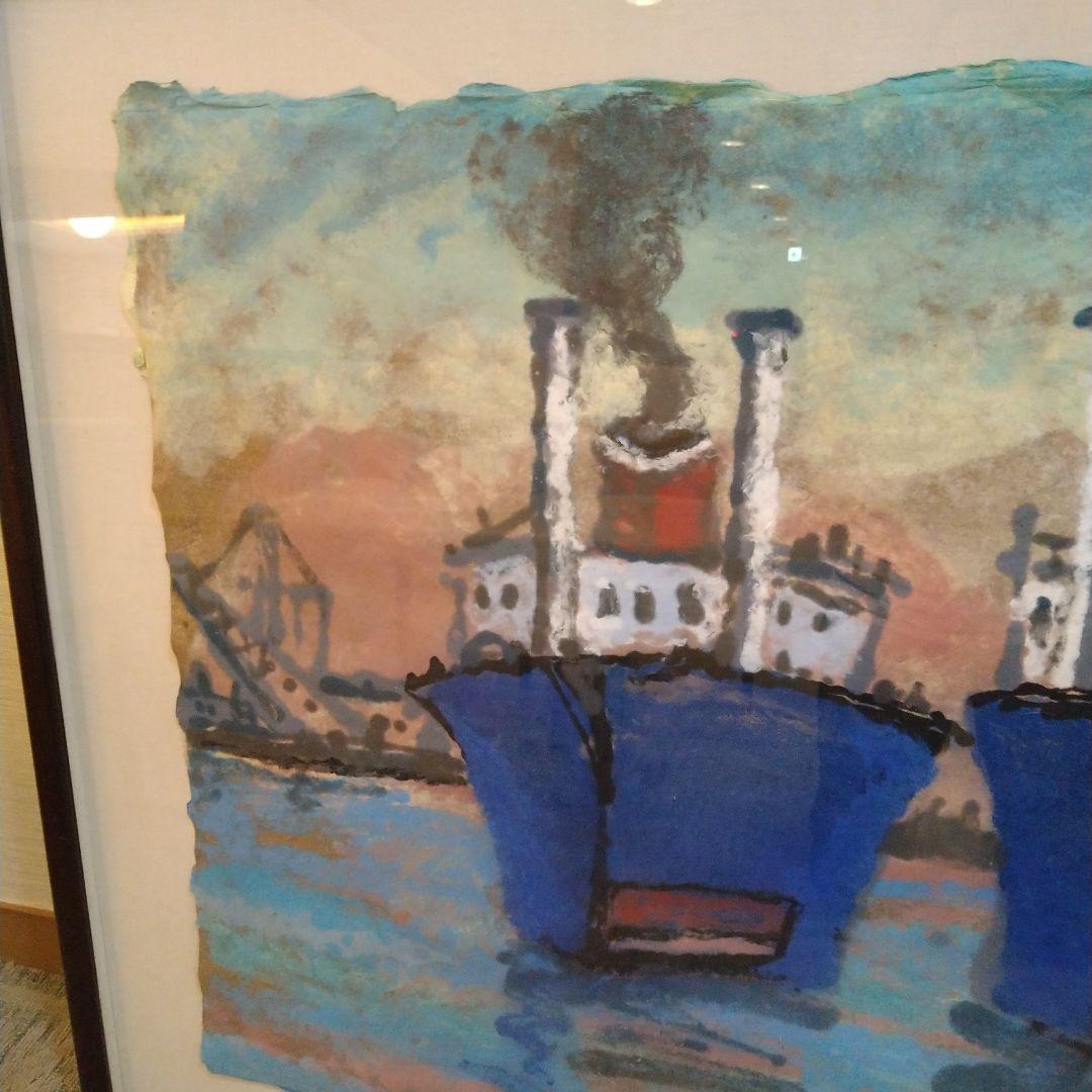 印象派風 水彩画 船の港の風景