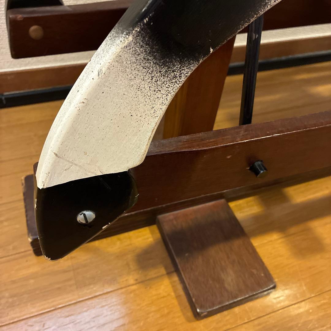 英国製　アンティーク 木製ロッキングホース 白黒水玉