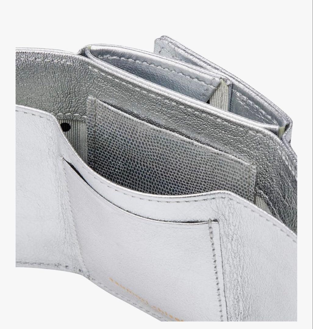 ツモリチサト 二つ折り 財布 マルチドット 羊革 ミニ コンパクト シルバー