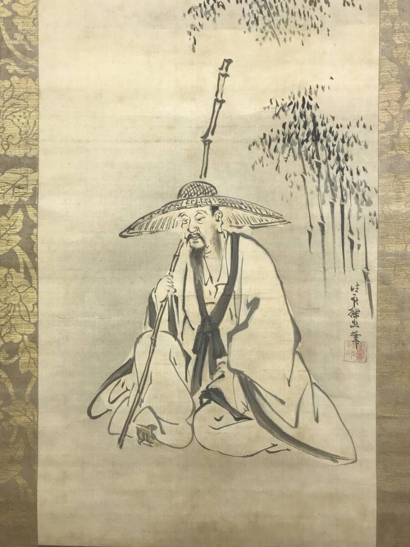 模写/狩野探幽/東方朔図/人物図/掛軸☆宝船☆AH-654