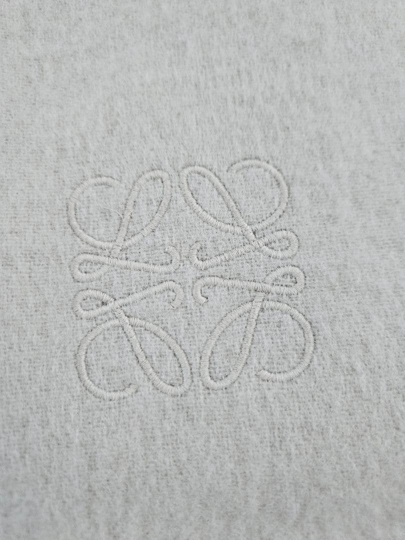 【LOEWE】 ウールマフラー ベージュ ホワイト