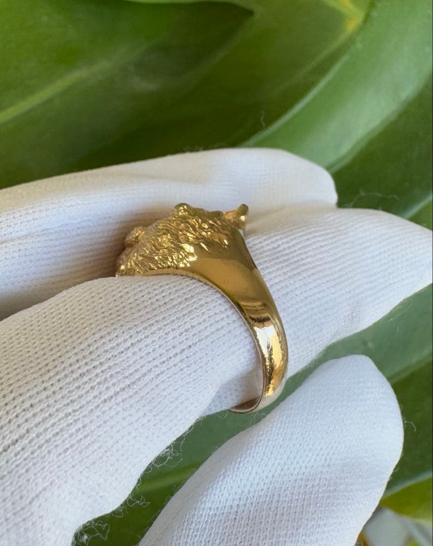 K18 キャットモチーフリング　ダイヤモンド　クリソベリルキャッツアイ　約6g