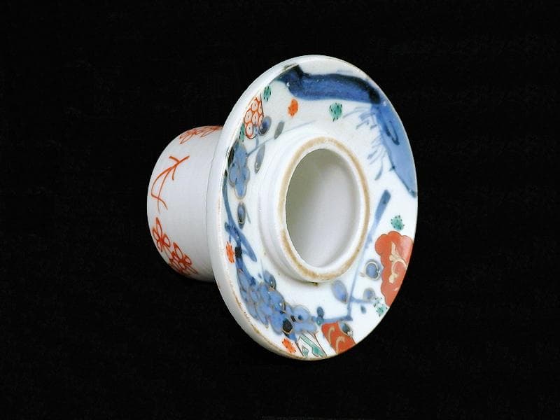 古伊万里　染錦　流水に梅の図　盃台　D194AS-BTs